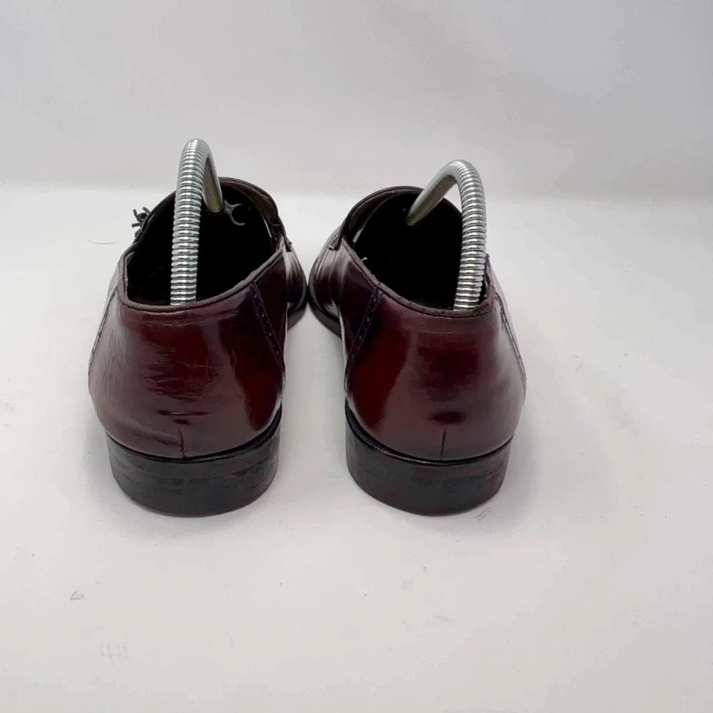 Florsheim 272 Series Mens 8 D Burgundy Leather Tassel Wingtip Loafers Italy Rare
